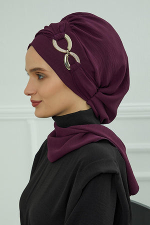 Pre-Styled Aerobin Turban with Elegant Metal Pin