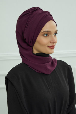 Pre-Styled Aerobin Turban with Elegant Metal Pin