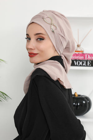Pre-Styled Aerobin Turban with Elegant Metal Pin