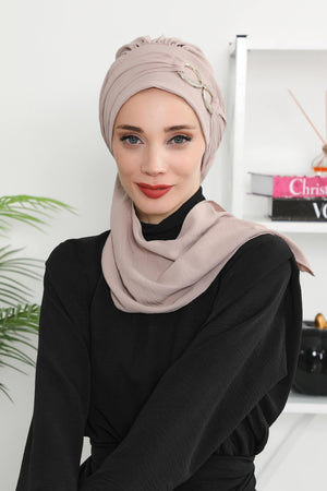 Pre-Styled Aerobin Turban with Elegant Metal Pin