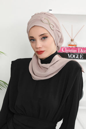 Pre-Styled Aerobin Turban with Elegant Metal Pin