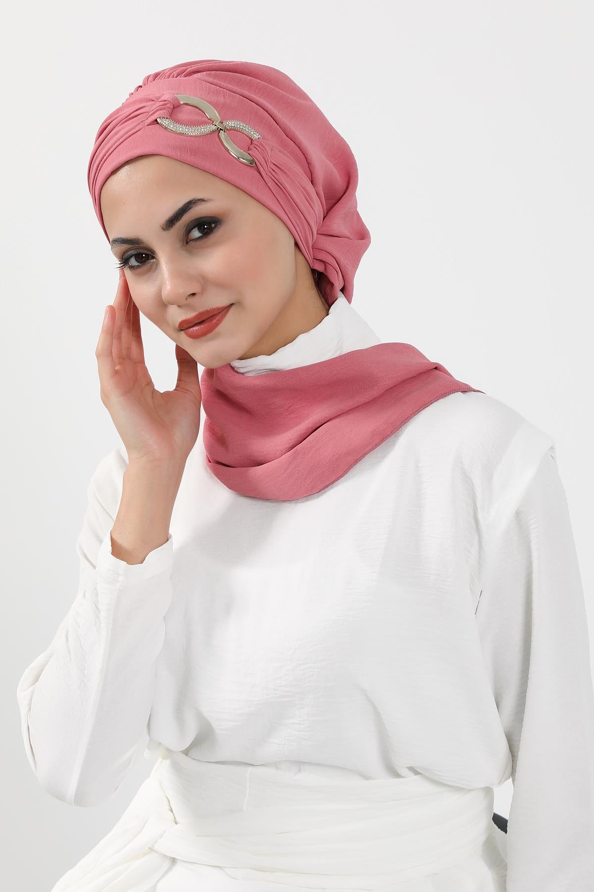 Pre-Styled Aerobin Turban with Elegant Metal Pin