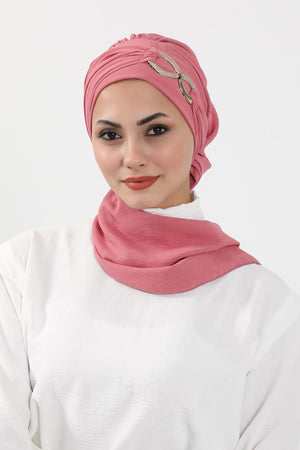 Pre-Styled Aerobin Turban with Elegant Metal Pin