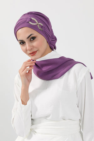 Pre-Styled Aerobin Turban with Elegant Metal Pin