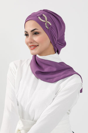 Pre-Styled Aerobin Turban with Elegant Metal Pin