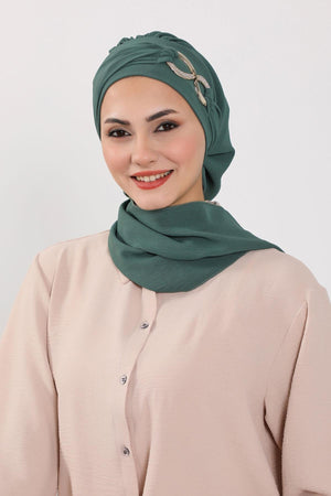 Pre-Styled Aerobin Turban with Elegant Metal Pin