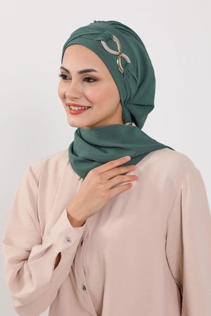 Pre-Styled Aerobin Turban with Elegant Metal Pin