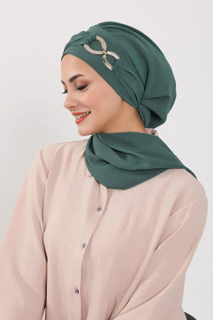 Pre-Styled Aerobin Turban with Elegant Metal Pin