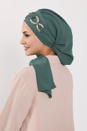 Pre-Styled Aerobin Turban with Elegant Metal Pin