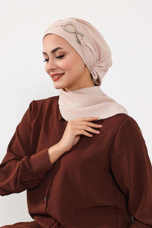 Pre-Styled Aerobin Turban with Elegant Metal Pin