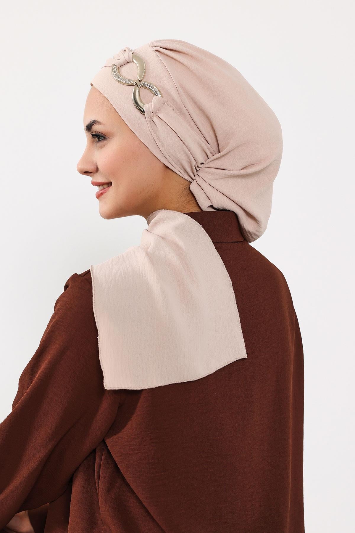 Pre-Styled Aerobin Turban with Elegant Metal Pin