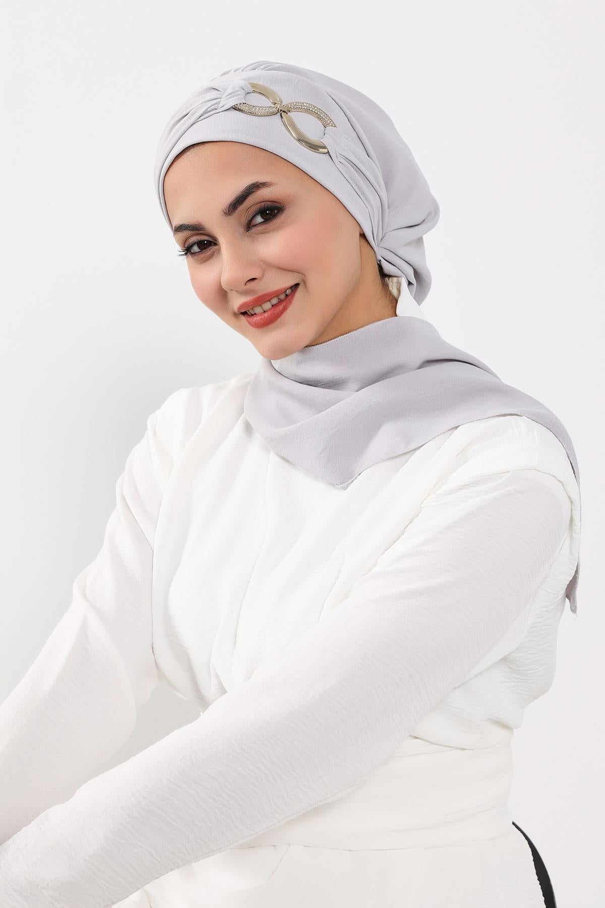 Pre-Styled Aerobin Turban with Elegant Metal Pin