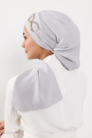 Pre-Styled Aerobin Turban with Elegant Metal Pin