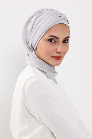 Pre-Styled Aerobin Turban with Elegant Metal Pin