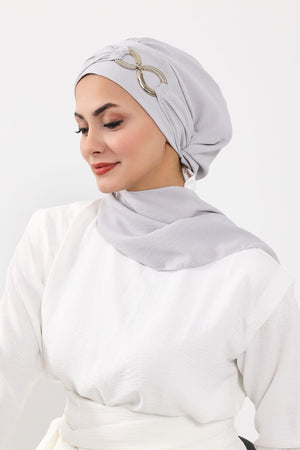 Pre-Styled Aerobin Turban with Elegant Metal Pin