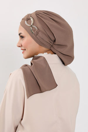 Pre-Styled Aerobin Turban with Elegant Metal Pin