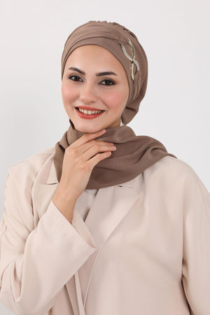 Pre-Styled Aerobin Turban with Elegant Metal Pin