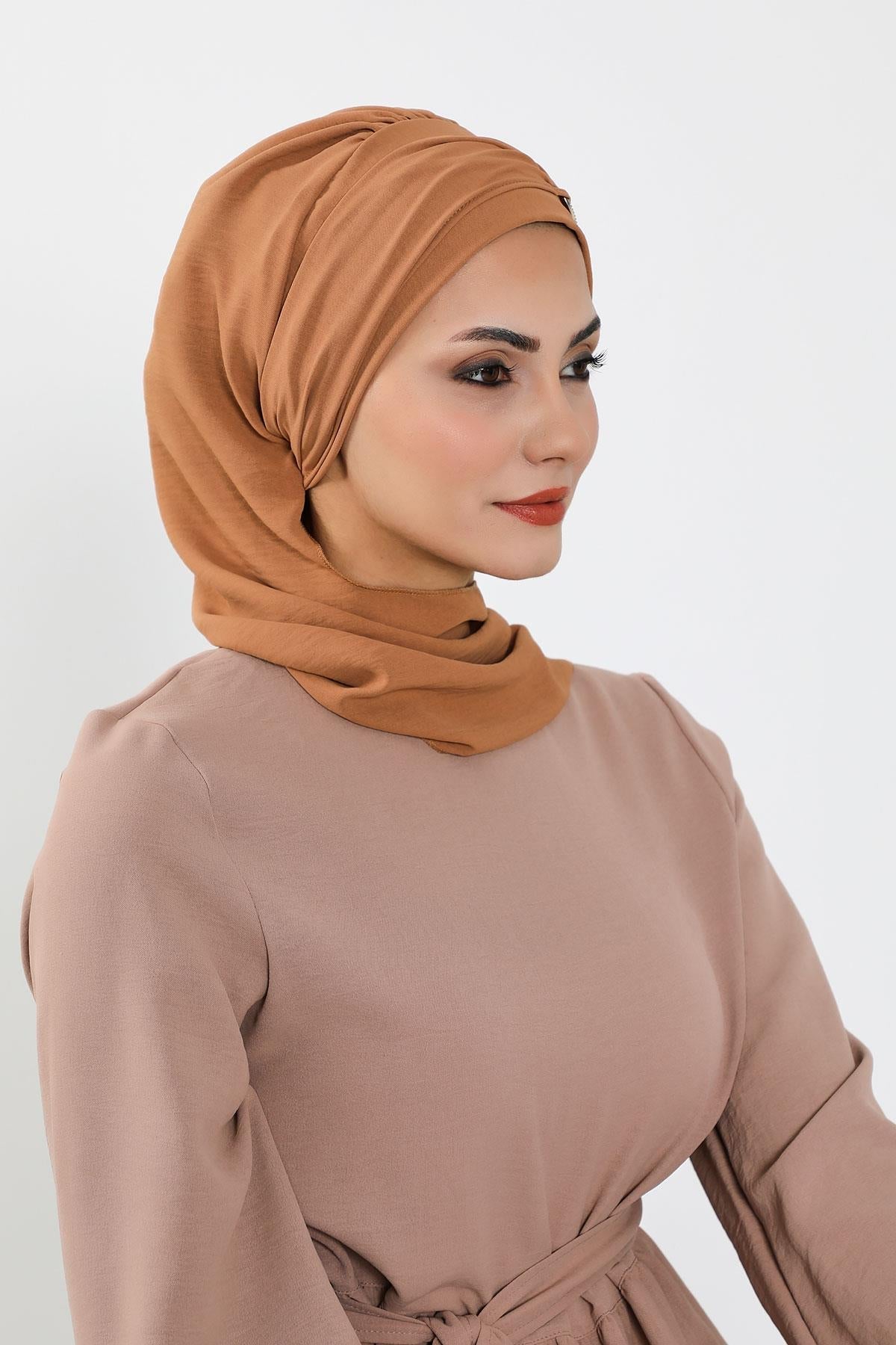 Pre-Styled Aerobin Turban with Elegant Metal Pin