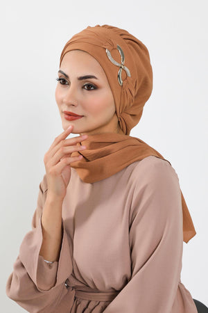 Pre-Styled Aerobin Turban with Elegant Metal Pin