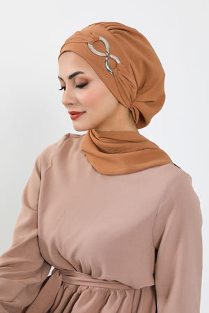 Pre-Styled Aerobin Turban with Elegant Metal Pin