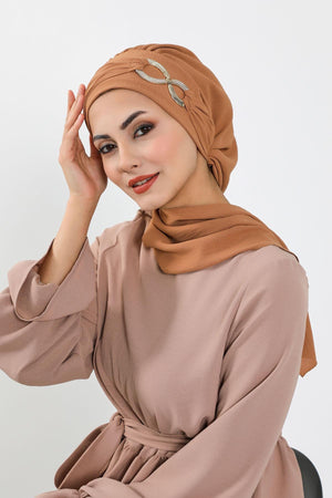Pre-Styled Aerobin Turban with Elegant Metal Pin