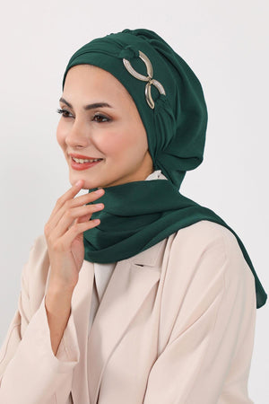 Pre-Styled Aerobin Turban with Elegant Metal Pin