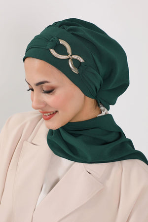 Pre-Styled Aerobin Turban with Elegant Metal Pin