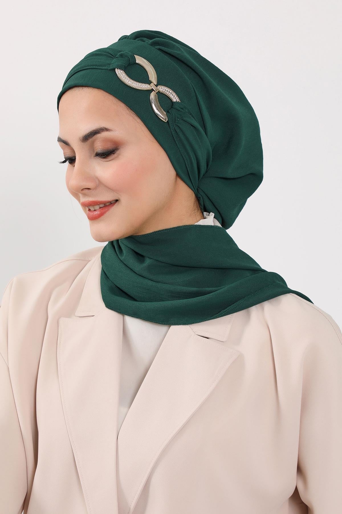 Pre-Styled Aerobin Turban with Elegant Metal Pin