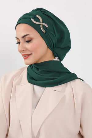 Pre-Styled Aerobin Turban with Elegant Metal Pin