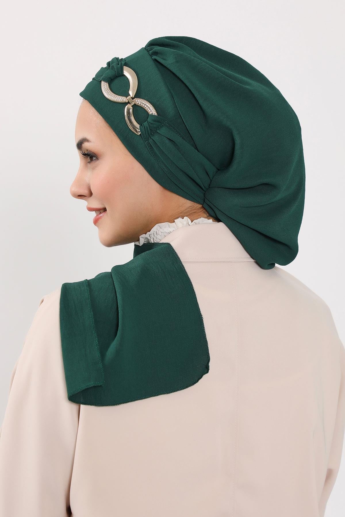 Pre-Styled Aerobin Turban with Elegant Metal Pin