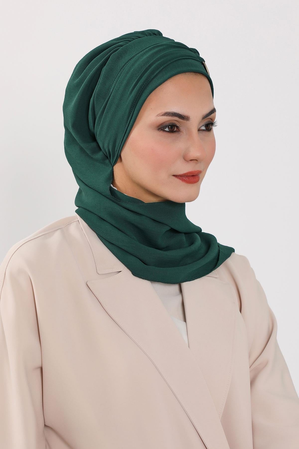 Pre-Styled Aerobin Turban with Elegant Metal Pin