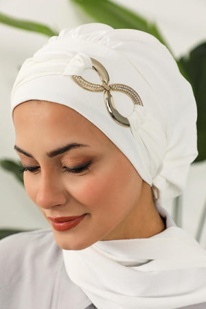 Pre-Styled Aerobin Turban with Elegant Metal Pin