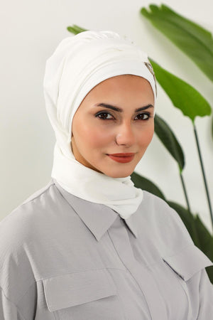 Pre-Styled Aerobin Turban with Elegant Metal Pin