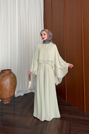 Chiffon Layered Top & Wide-Leg Pant Set — MİNT