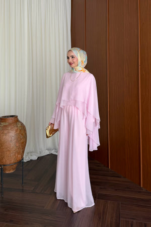 Chiffon Layered Top & Wide-Leg Pant Set — PEMBE