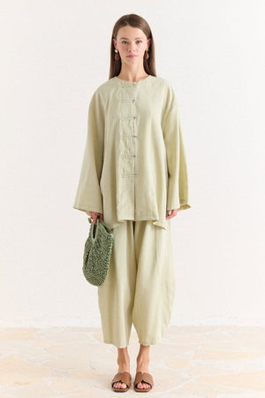 Tencel Modal Tunic & Wide-Leg Trouser Set with Frog Closures — Çağla