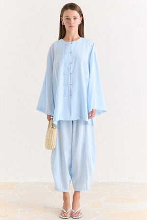 Tencel Modal Tunic & Wide-Leg Trouser Set with Frog Closures — Mavi