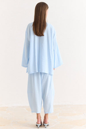 Tencel Modal Tunic & Wide-Leg Trouser Set with Frog Closures — Mavi