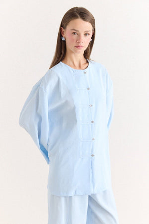Tencel Modal Tunic & Wide-Leg Trouser Set with Frog Closures — Mavi