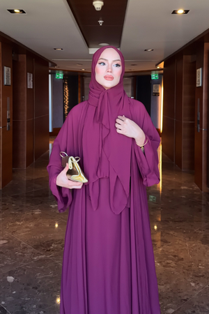 Flowing Chiffon Abaya with Matching Shawl and Belt — Murdum