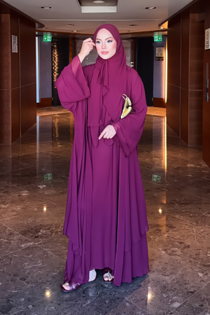 Flowing Chiffon Abaya with Matching Shawl and Belt — Murdum