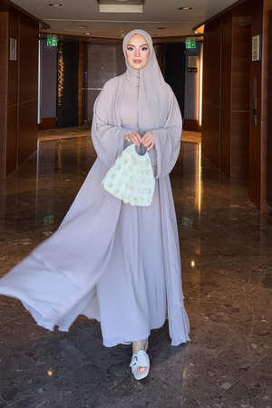 Flowing Chiffon Abaya with Matching Shawl and Belt — Vizon