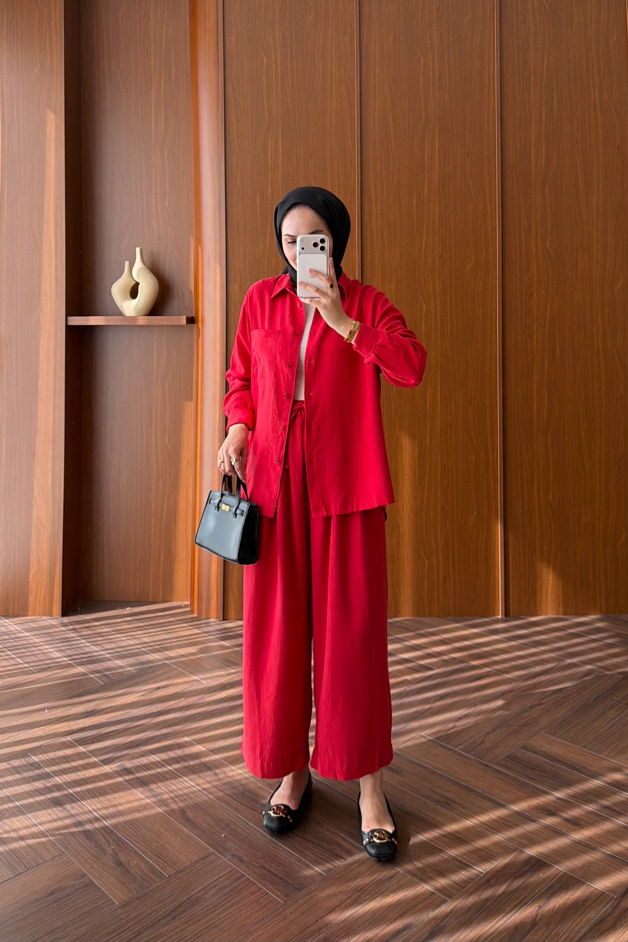 Relaxed Fit Linen Tunic & Trouser Set - Modest Two-Piece — KIRMIZI