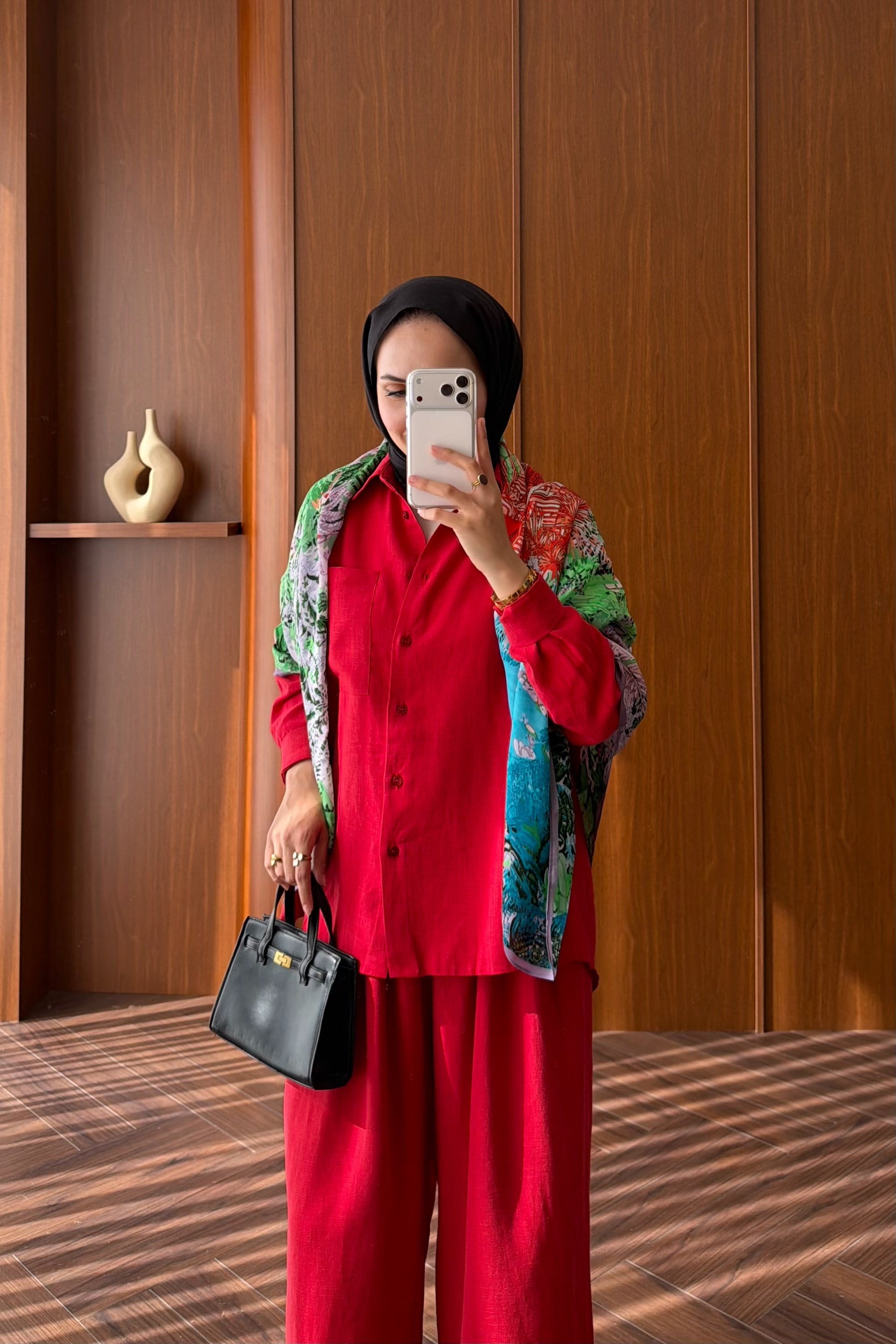 Relaxed Fit Linen Tunic & Trouser Set - Modest Two-Piece — KIRMIZI