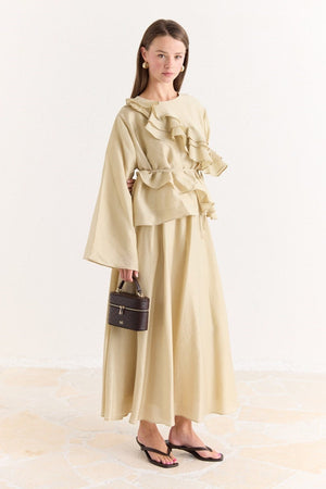 Ruffled Top & Midi Skirt Set - Modest, Relaxed Fit — Çağla