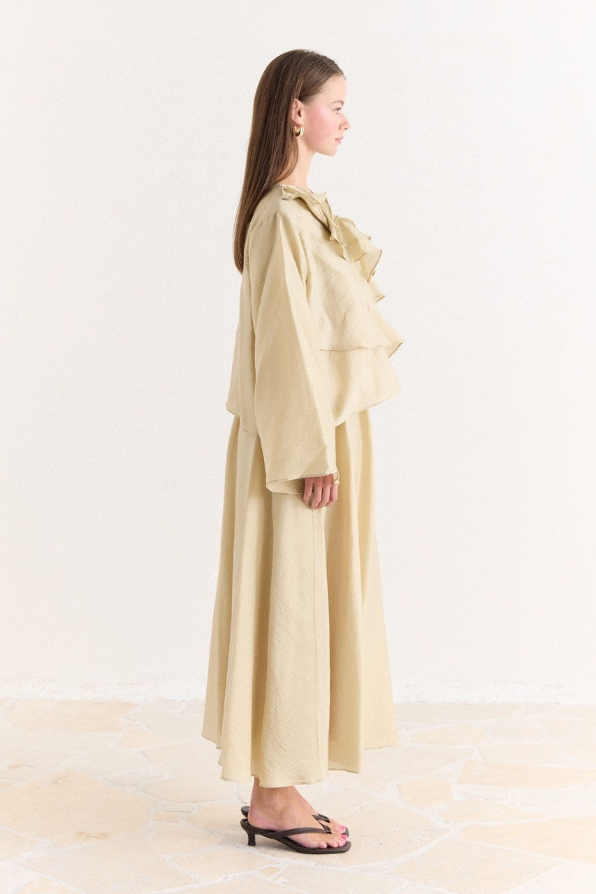 Ruffled Top & Midi Skirt Set - Modest, Relaxed Fit — Çağla