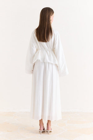 Ruffled Top & Midi Skirt Set - Modest, Relaxed Fit — Ekru