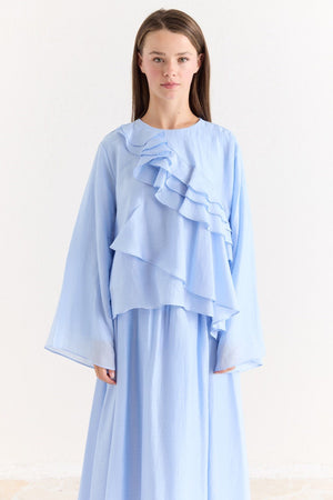 Ruffled Top & Midi Skirt Set - Modest, Relaxed Fit — Mavi