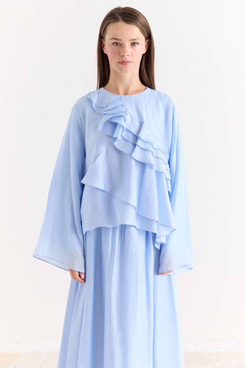 Ruffled Top & Midi Skirt Set - Modest, Relaxed Fit — Mavi