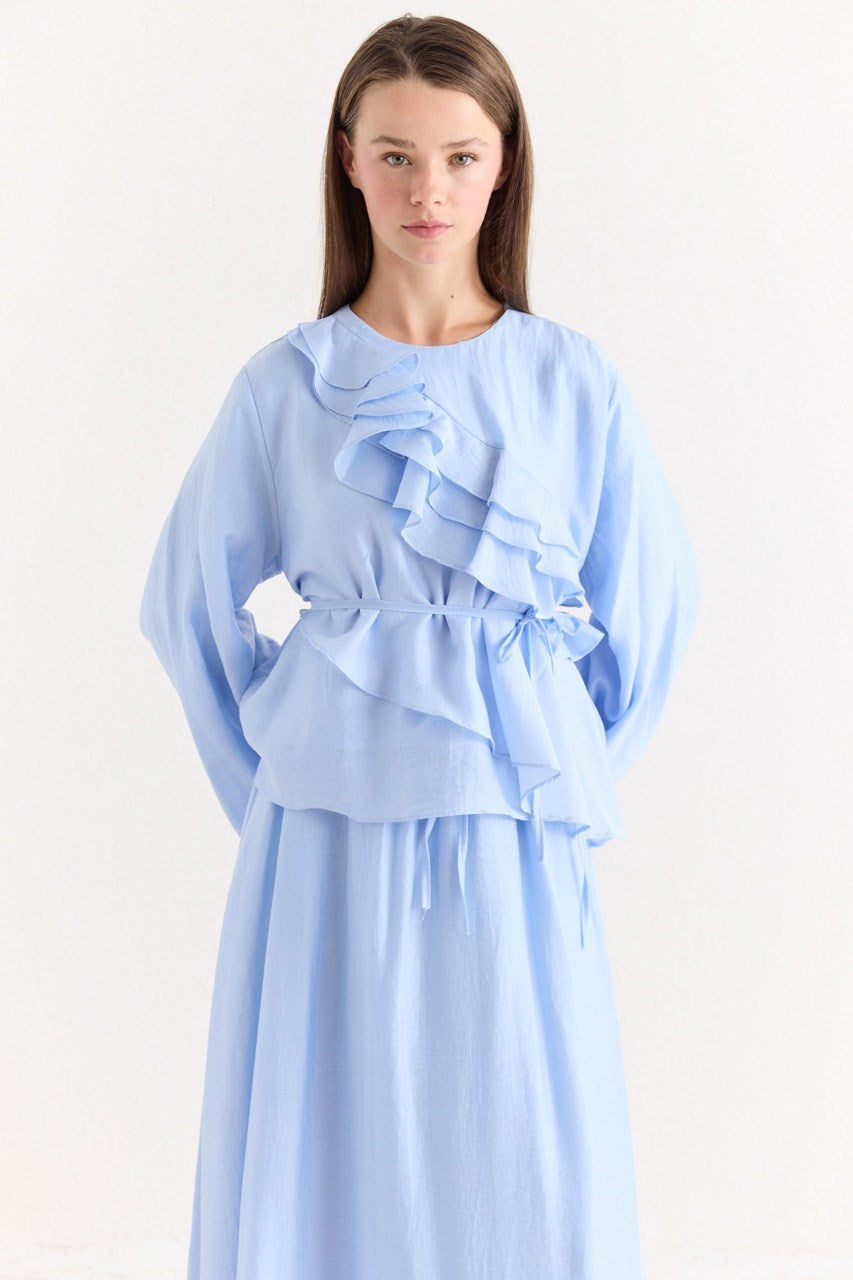 Ruffled Top & Midi Skirt Set - Modest, Relaxed Fit — Mavi